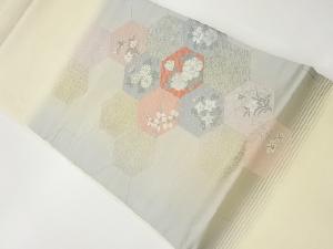 亀甲に草花・古典柄模様織出し名古屋帯